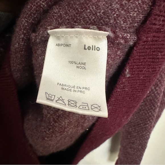 Lello Maroon Birds Eye Knit 100% Wool Mens Crew Neck Sweater Small - Picture 5 of 7